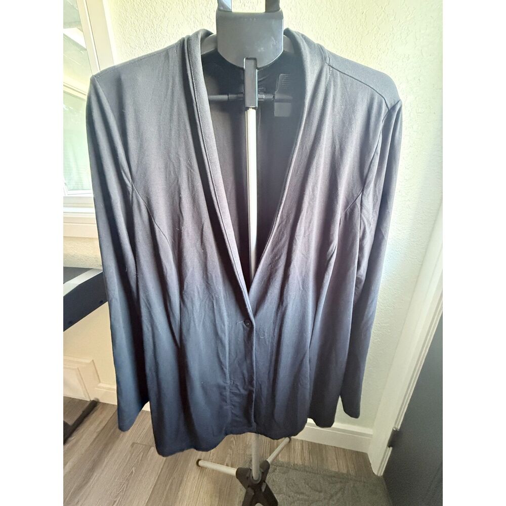 J. Jill Wearever Collection Black Long Long Single Button Sweater Cardigan XL